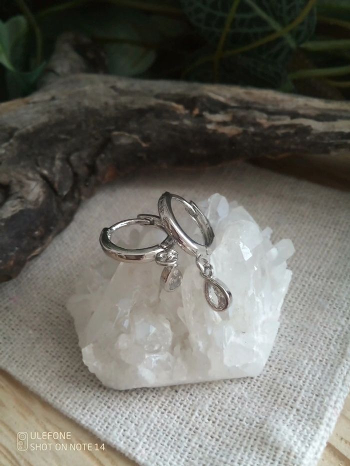 Petites créoles gouttes argentées - photo numéro 2