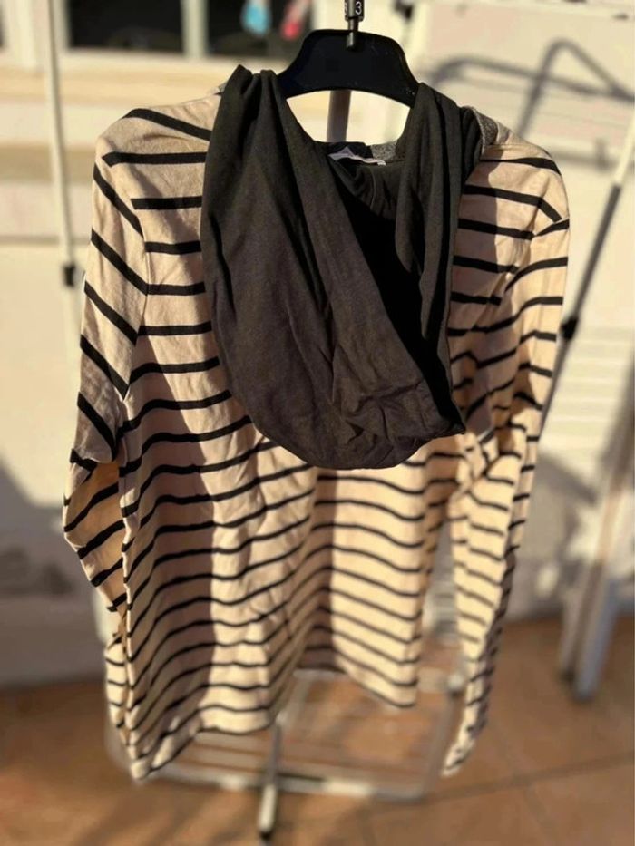 Sous pull à capuche style marin DPAM 10 ans - photo numéro 2