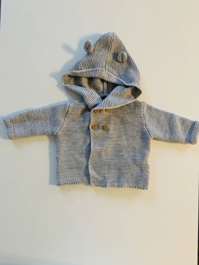 Manteau tricoté à capuche - 6 mois - Kiabi