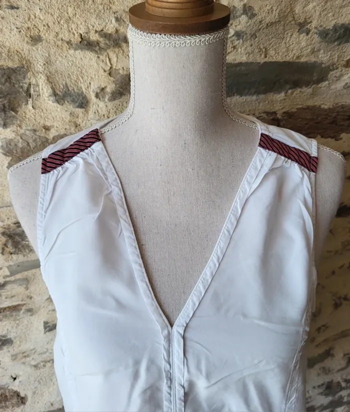 Débardeur blanc en coton lyocell Bonobo Taille 36 - photo numéro 2