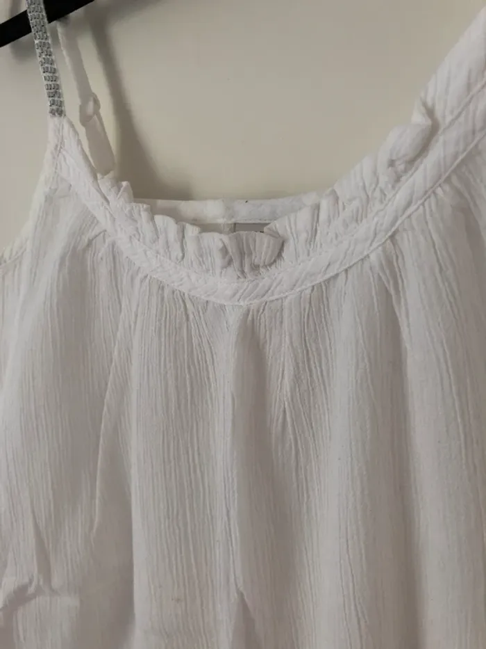 Top à bretelles blanc et perles grises Esprit taille 36 - photo numéro 5