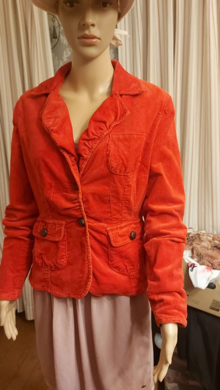 Veste rouge velour Essentiel Antwerp taille 40 - photo numéro 5