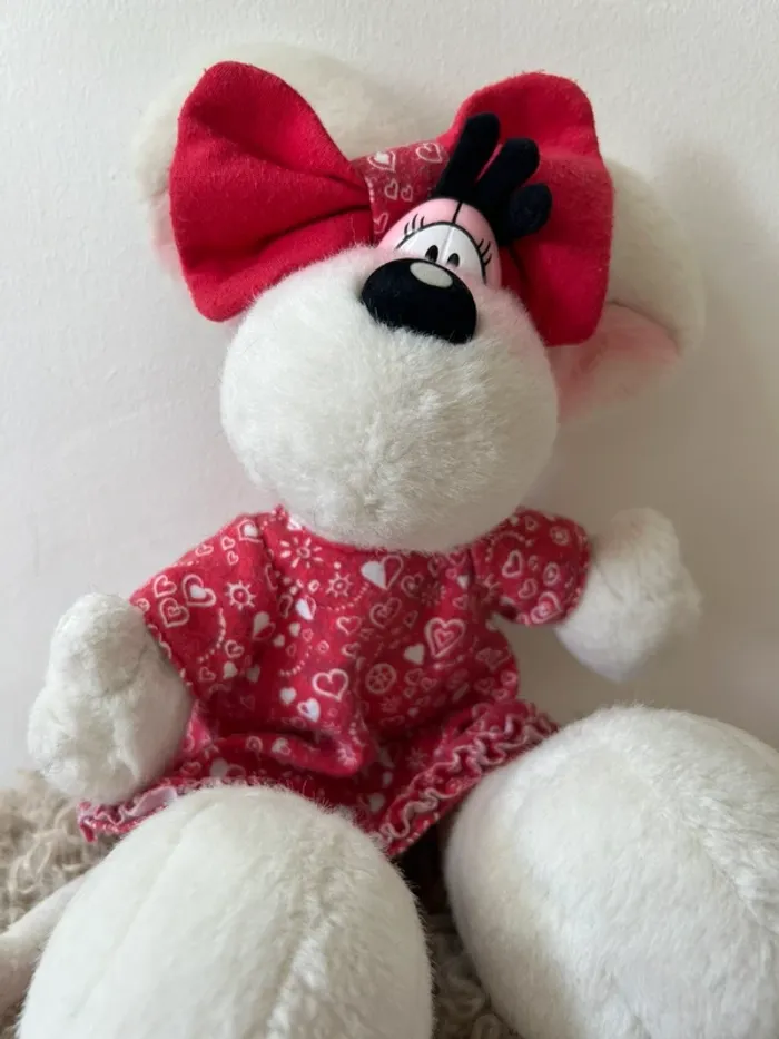 Peluche Diddlina originale – robe rouge à cœurs – vintage collector Diddl - photo numéro 2