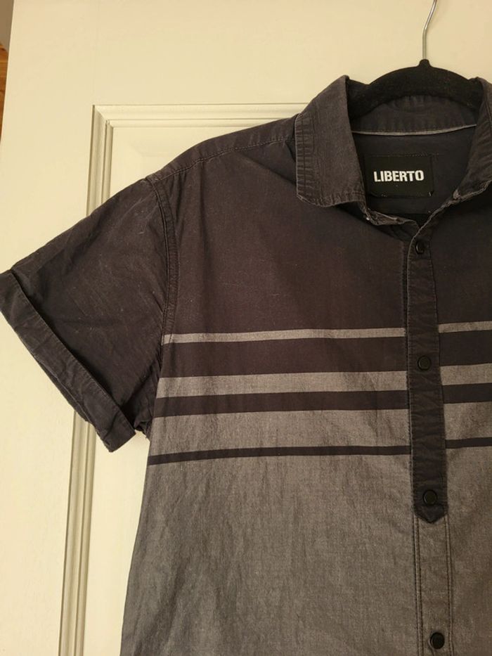 Chemise à manches courtes Liberto - bicolore noir et gris - photo numéro 3