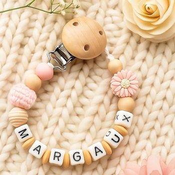 Attache tétine personnalisé en silicone motif fleur