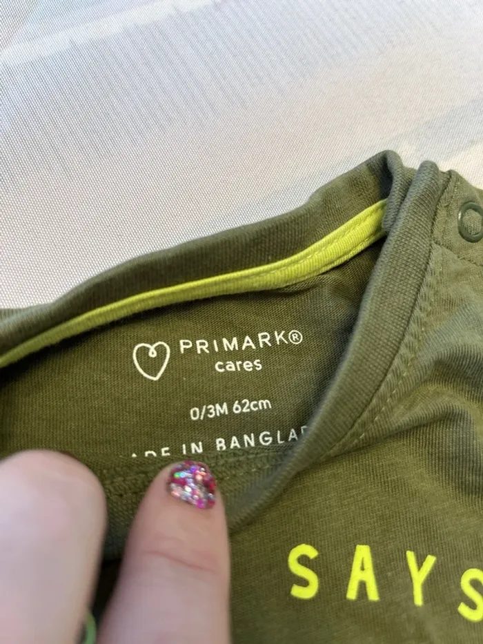 Teeshirt manches longues kaki bébé Primark - 0/3 mois - photo numéro 3