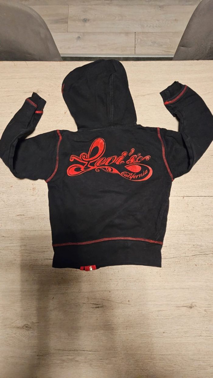 Gilet noir et rouge à capuche et manches longues, asymétrique, Levi's, 10 ans - photo numéro 9