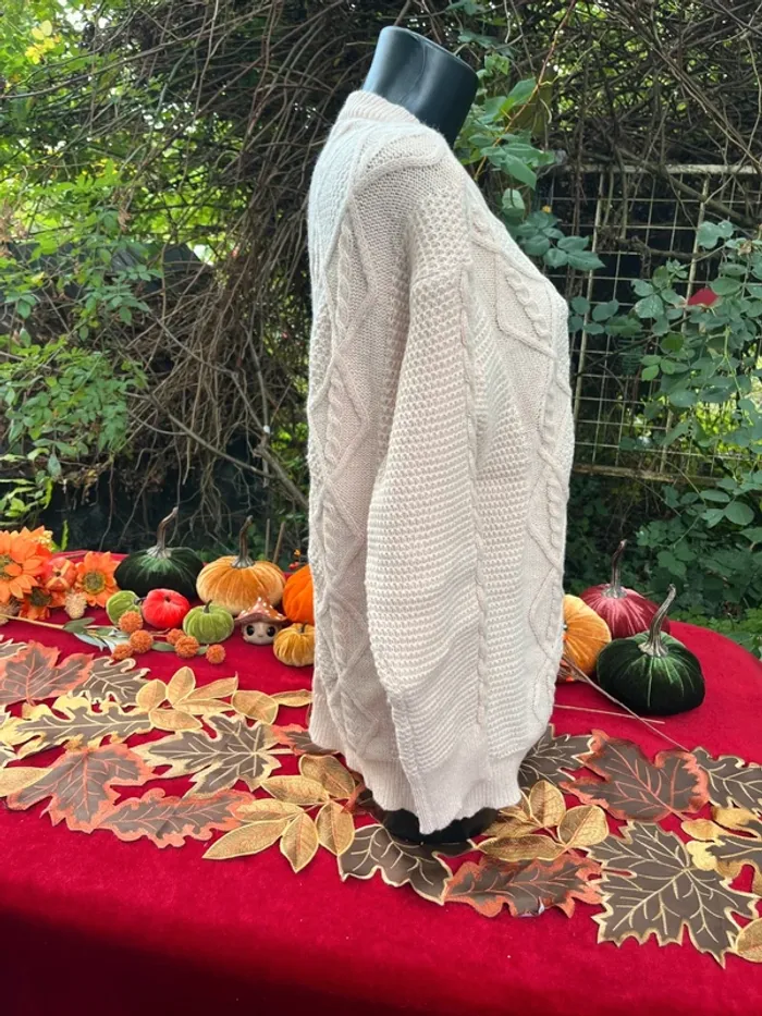 Pull torsadé beige XL – douceur automnale & cocooning - photo numéro 2