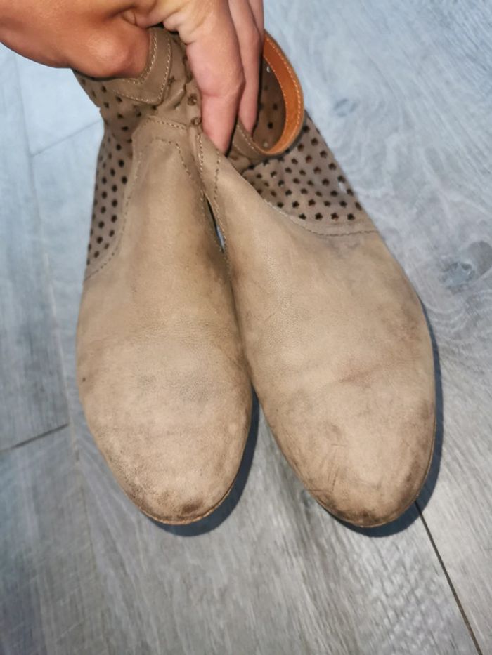 Bottines en cuir beiges / Colisée Paris - photo numéro 8