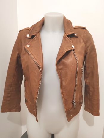 Perfecto en véritable cuir de mouton Bershka couleur camel