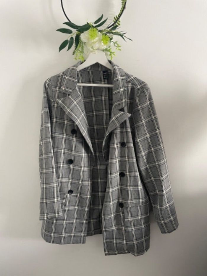 🌸Veste blazer gris a carreaux shein taille M