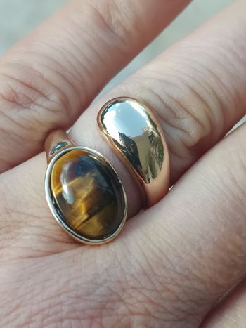 Bague ajustable oeil de tigre tendance