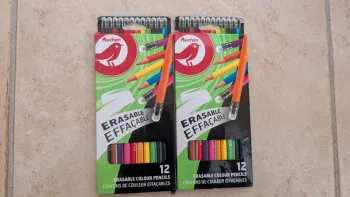 Lot de 2 pochettes de crayons de couleurs effaçable auchan
