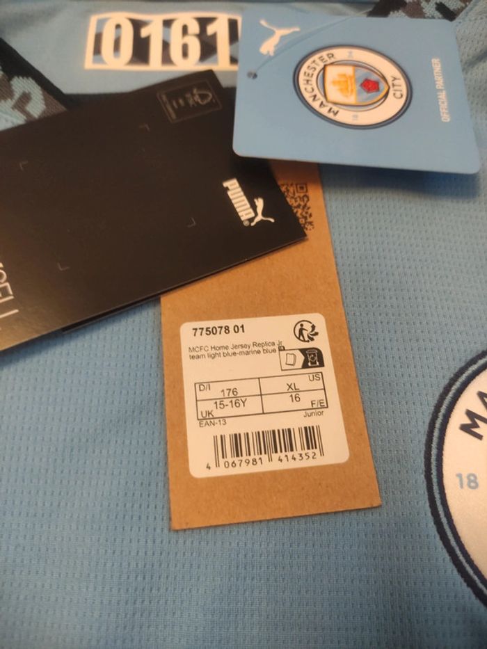 Maillot de foot Manchester City, Puma Authentique Officiel taille enfant 14/16 ans, Neuf - photo numéro 6