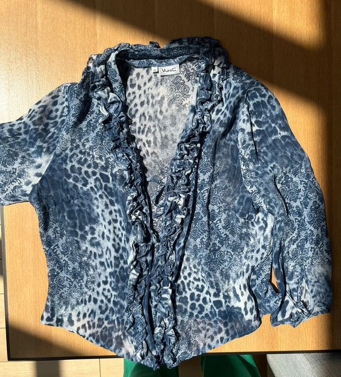 Chemise blouse fluide élégante vintage imprimé léopard/ornement - photo numéro 12