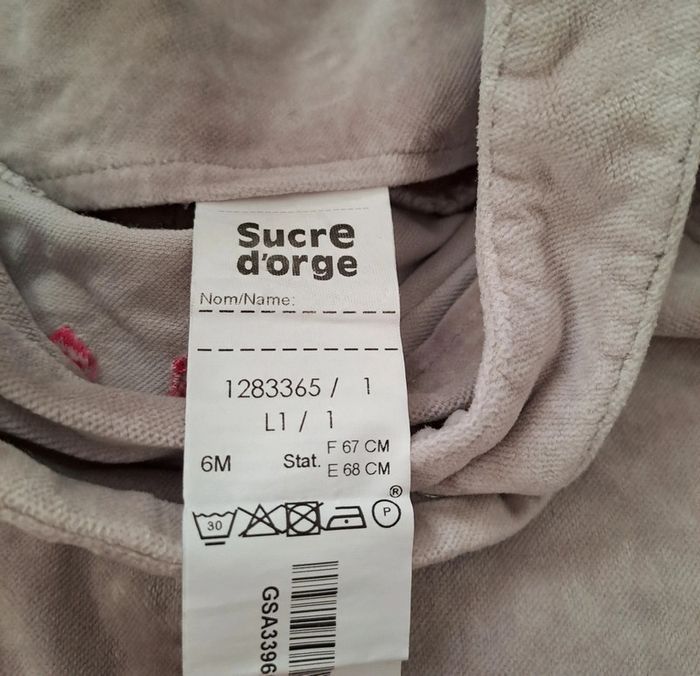 Robe velours gris chat, sucre d'orge, taille 6 mois (67 cm) - photo numéro 3