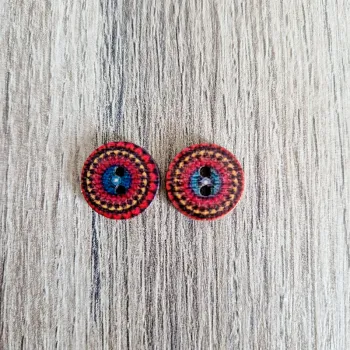 Lot de 2 boutons en bois vintage