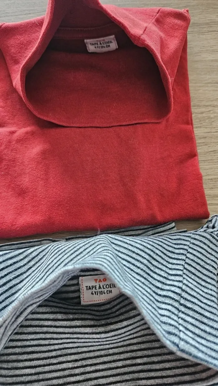 Lot de 4 tshirts manches longues col roulé, taille 4 ans, TAO - photo numéro 4
