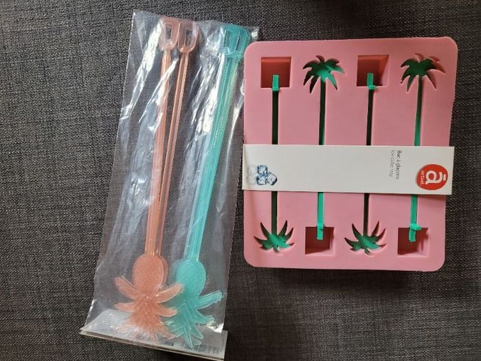 Lot bac à glaçons palmiers et mélangeurs