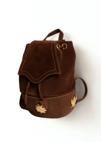 Sac à dos vintage Christian Lacroix en daim chocolat