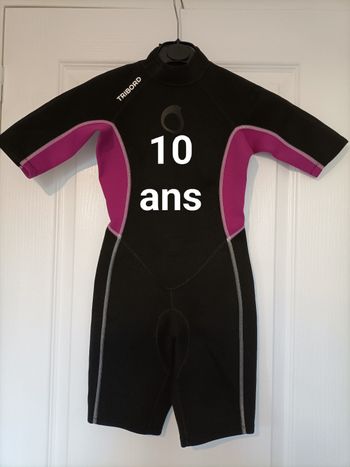 Combinaison aquatique shorty noir et fushia 10 ans Decathlon 