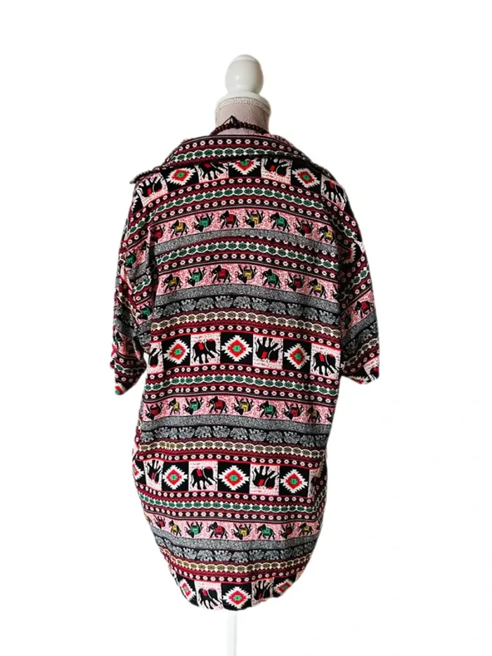 🐘Chemise vintage hippie 100% coton éléphants multicolores🌿Indian ethnic festival style shirt🐘 - photo numéro 10
