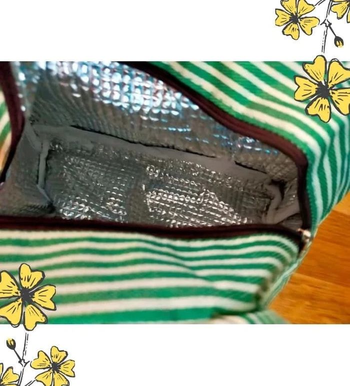 Sac isotherme rayé vert – Compact & pratique - lunchbox d’été - photo numéro 8