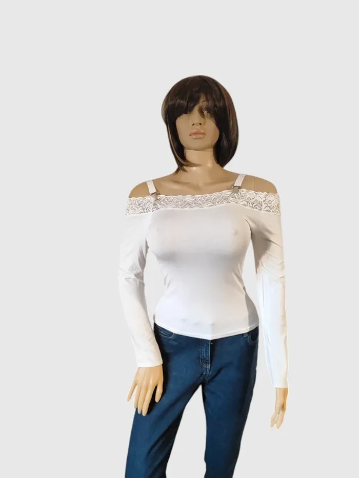 Blouse JNY Blanche, Taille M - Détails Dentelle Raffinés ! - photo numéro 2