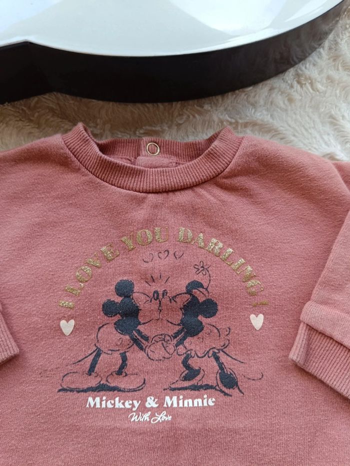 Pull sweat Fille 3 mois Minnie & Mickey I love you darling Disney Baby - photo numéro 4