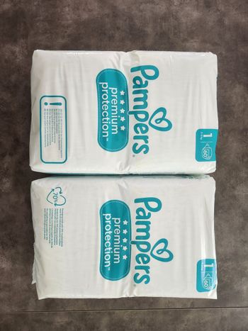 Lot 120 couches Pampers Premium protection taille 1