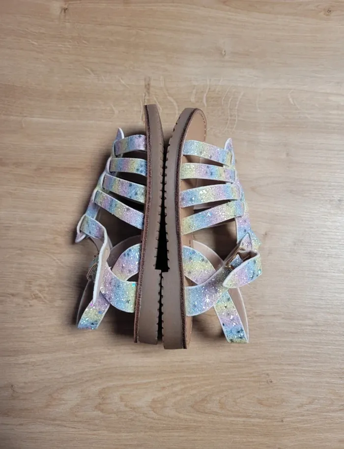 Sandales fille pailletées multicolores neuves 27 - photo numéro 8