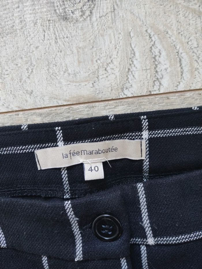 Pantalon noir à carreaux blancs taille 40 La Fée Maraboutée - photo numéro 5