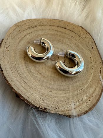 Boucles d'oreilles créoles plastique argenté