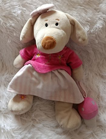 Doudou peluche chien - robe ange et fleurs - Mare Mama 