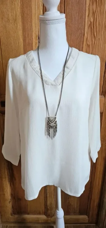 Blouse fluide blanche spring avec broderie