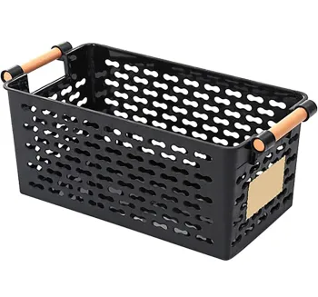 Panier de rangement noir en plastique Marmoday creux cuisine, maison et bureau 12x15x25 cm Neuf