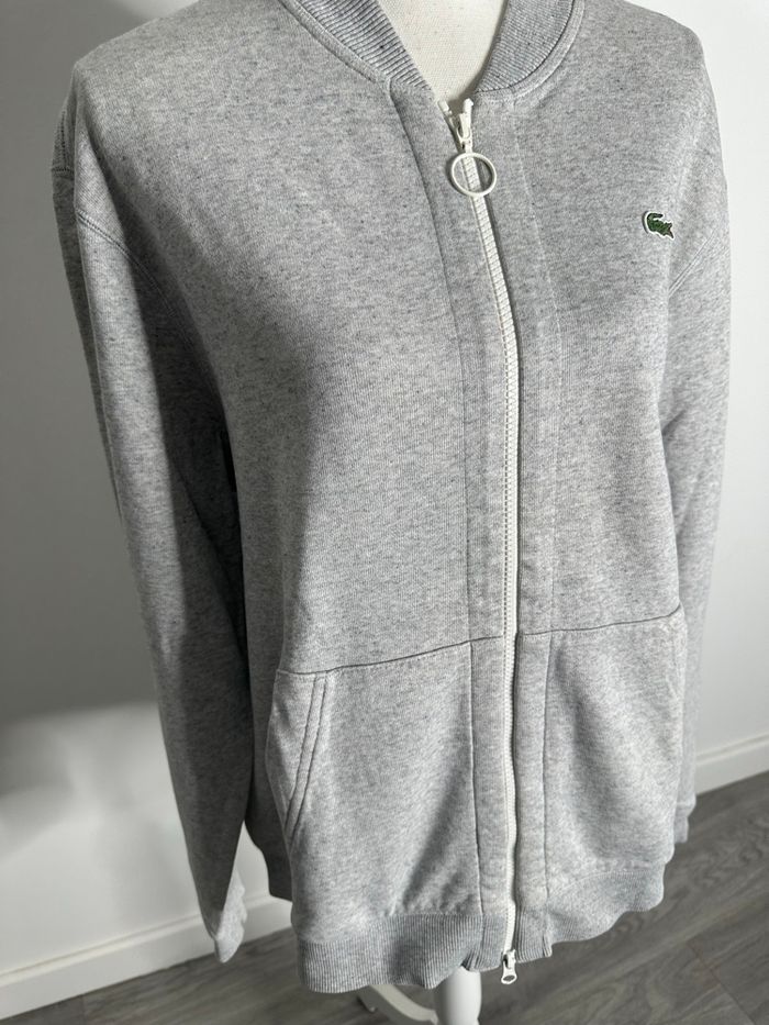 Sweatshirt zip gris moucheté Lacoste T6 XL - photo numéro 6