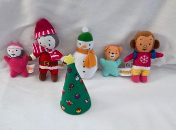 Lot mini peluches T'choupi Noël , sapin , bonhomme de neige - Jemini