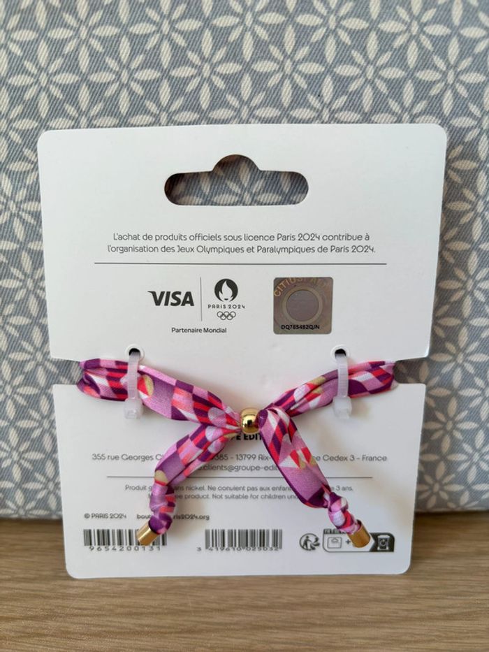 Bracelet Tissu Rose "Tour Eiffel" JO Paris 2024 - photo numéro 2