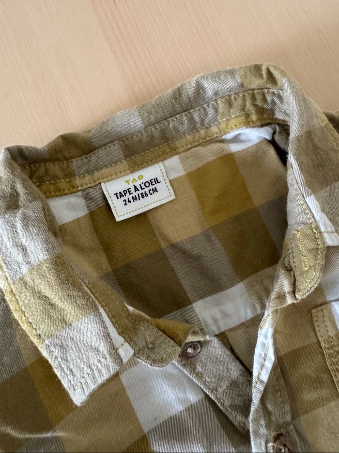 Chemise à carreaux manches longues - taille 24 mois - photo numéro 4