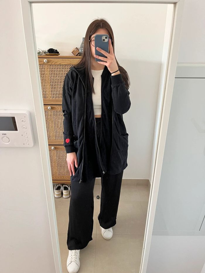 Sweat long/veste noir French Terry 18.18