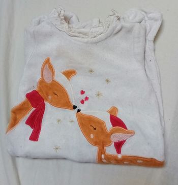 Pyjama blanc motifs biche m.l / 3 mois