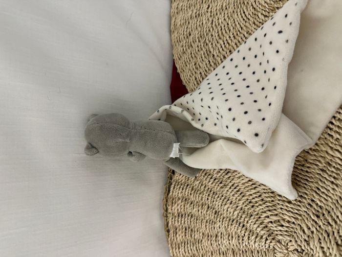 Doudou Chat gris mouchoir blanc à pois OBAIBI OKAIDI - photo numéro 2