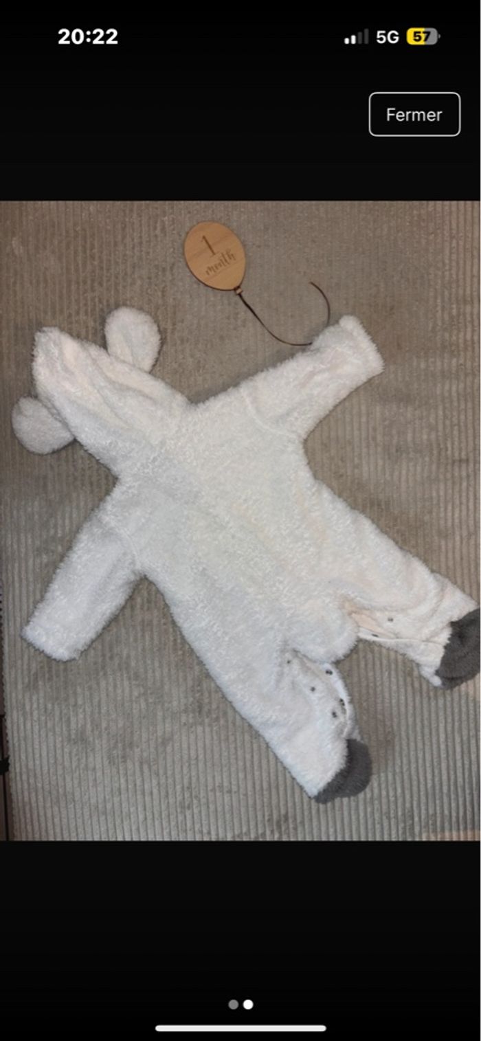 Combinaison pilote blanche toute douce - photo numéro 2