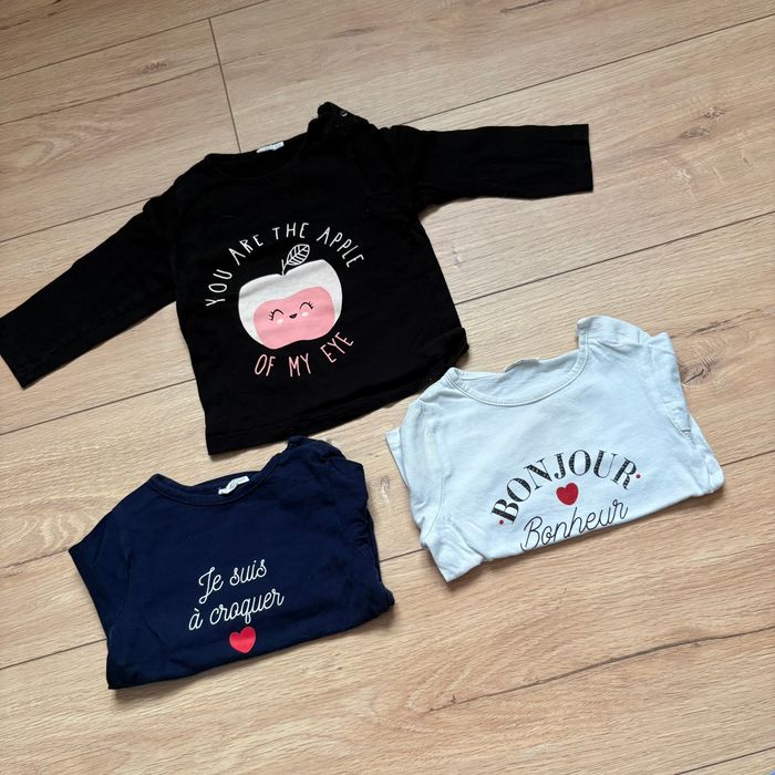 Lot 3 hauts manche longue bébé Kiabi 9 mois