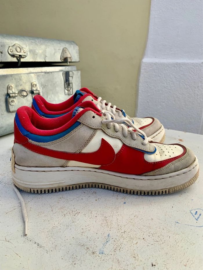 🔝 Air Force One Shadow blanche rouge et bleu taille 41 - photo numéro 7