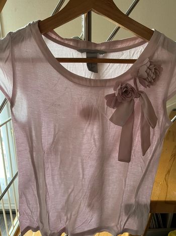 Top rose fleurs cousues 34 femme H&M