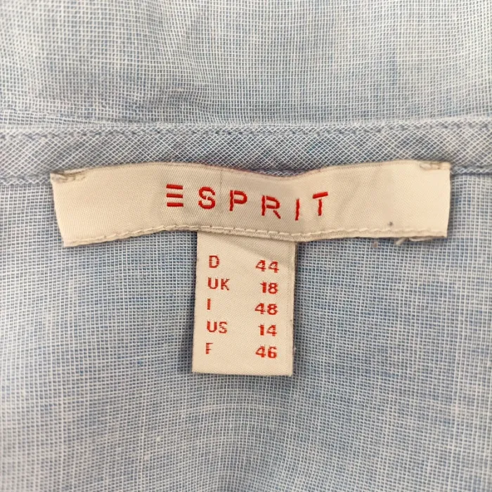 Blouse Esprit bleu clair col V manches retroussables 100 % coton taille 44 A1336 - photo numéro 11