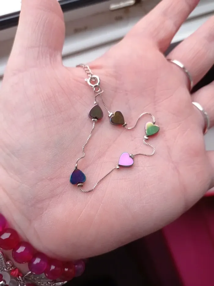 Bracelet femme petit cœurs avec reflets - photo numéro 2