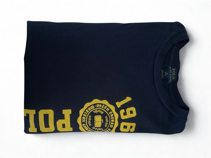Tee shirt manche longue Ralph Lauren bleu marine logo jaune taille M (10-12 ans) - photo numéro 5